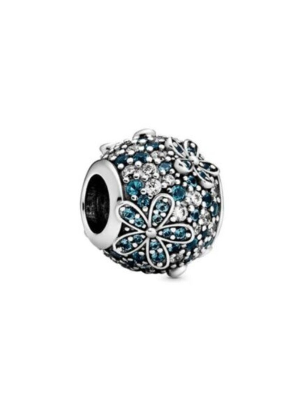 Pandora Blue and White Pave Floral Charm